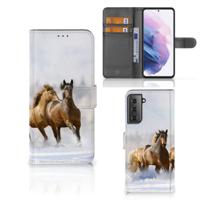Samsung Galaxy S21 Plus | Telefoonhoesje | Met pasjeshouder | Paarden