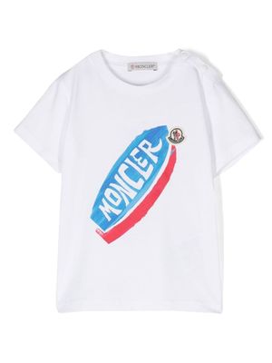 Moncler Enfant t-shirt à imprimé surfboard - Blanc