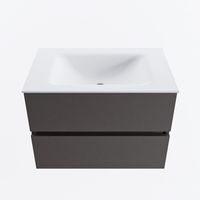 MONDIAZ VICA 70cm badmeubel onderkast Dark Grey 2 lades. Wastafel CLOUD midden zonder kraangat, kleur Talc.