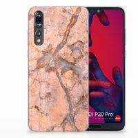 Huawei P20 Pro TPU Siliconen Hoesje Marmer Oranje - thumbnail