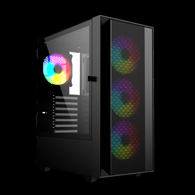 Gembird Fornax 4000 ARGB gaming ATX computerkast, Midi Tower, backlight, Zwart