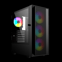 Gembird Fornax 4000 ARGB gaming ATX computerkast, Midi Tower, backlight, Zwart