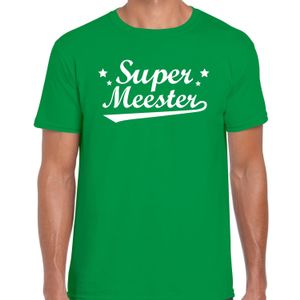 Super meester cadeau t-shirt groen heren