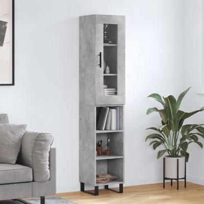 Hoge kast 34,5x34x180 cm bewerkt hout betongrijs