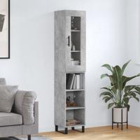 Hoge kast 34,5x34x180 cm bewerkt hout betongrijs