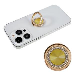 Strass Decor Telefoon Ring Standaard Houder CD Aders Rotatie Metalen Vingergreep Verstelbare Mobiele Telefoon Stand - Geel