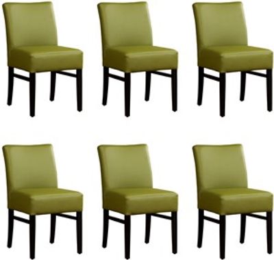 Set van 6 Groene leren landelijke eetkamerstoelen Hold - Toledo Leer Apple Green (groen leer)