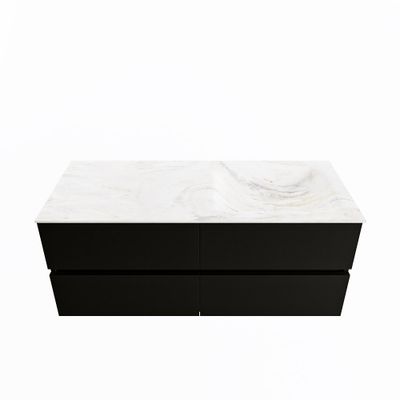 MONDIAZ VICA-DLUX 120cm badmeubel onderkast Urban 4 lades. Inbouw wastafel CLOUD rechts 1 kraangat, kleur Ostra.