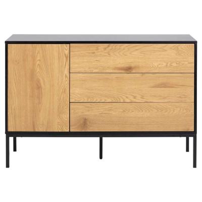Leen Bakker - Dressoir Avola - Zwart/eiken - 82x120x40 Cm - Metaal/MDF - Zwart#Bruin