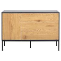 Leen Bakker - Dressoir Avola - Zwart/eiken - 82x120x40 Cm - Metaal/MDF - Zwart#Bruin