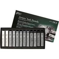 Mungyo Gallery soft pastel set, l: 6,5 cm, dikte 10 mm, zwart/wit harmonie, 12 stuk/ 1 doos