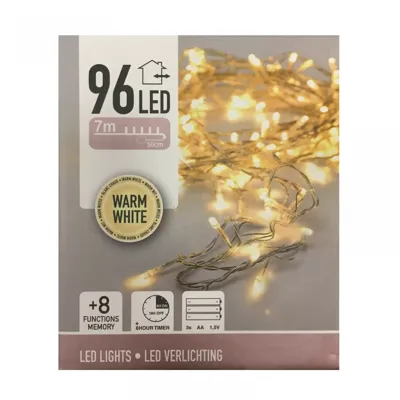 Batterijverlichting 96 LED 7m WW Transparant