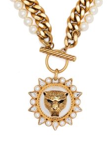 Roberto Cavalli collier à détail de tigre - Or