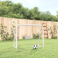 Voetbaldoel met net 125x96x60 cm staal en polyester wit - thumbnail