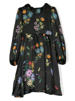 Roberto Cavalli Junior robe fleurie à manches longues - Noir