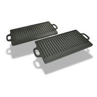 Grillplaat gietijzer dubbelzijdig 38x23 cm 2 st