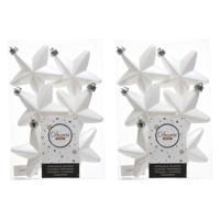 Decoris kersthanger sterren - 24x st - wit - 7 cm - kunststof - kerstornamenten