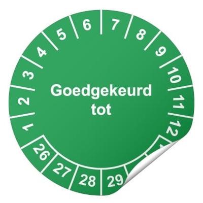 Keuringssticker Goedgekeurd tot Ø 40 mm - 600 stuks (op rol)