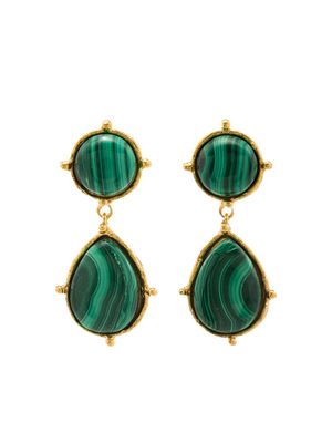 Sylvia Toledano boucles d'oreilles 2 Pierres Dots ornées de malachite