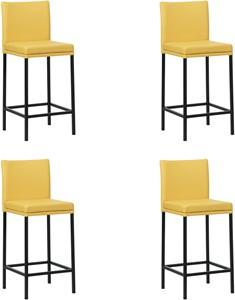Set van 4 Gele leren moderne barkrukken Break - poot vierkant zwart - Toledo Leer Giallo (geel leer)