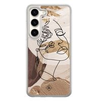 Samsung Galaxy S23 hybride hoesje - Abstract gezicht bruin