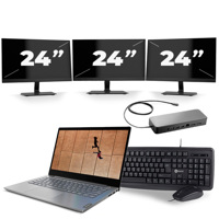 Lenovo ThinkBook 14 IIL - Intel Core i7-10e Generatie - 14 inch - 16GB RAM - 256GB SSD - Windows 11 Home + 3x 24 inch Monitor
