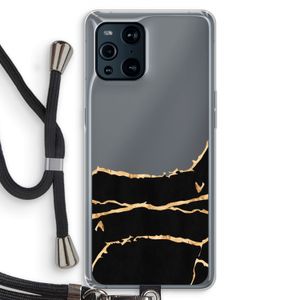 Gouden marmer: Oppo Find X3 Pro Transparant Hoesje met koord