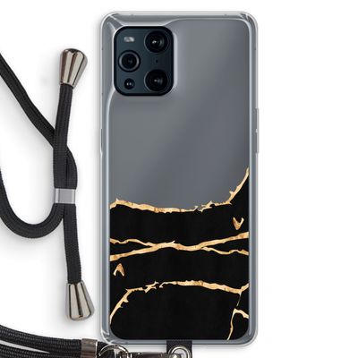 Gouden marmer: Oppo Find X3 Pro Transparant Hoesje met koord