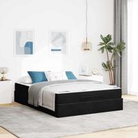 Bedframe met matras met opslag Zwart 140 x 200 cm Fluweel