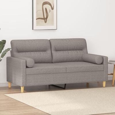 Tweezitsbank met sierkussens 140 cm stof taupe