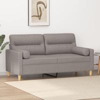 Tweezitsbank met sierkussens 140 cm stof taupe