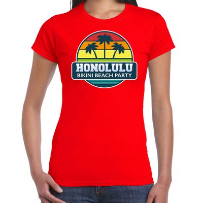 Honolulu zomer t-shirt / shirt Honolulu bikini beach party rood voor dames