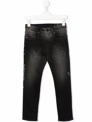 Diesel Kids jean skinny à effet légèrement délavé - Noir