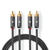 Nedis CATB24200GY10 Stereo-audiokabel 2x Rca Male - 2x Rca Male Gun Metal Grey Gevlochten Kabel