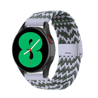 Braided nylon bandje - Groen / grijs - Samsung Galaxy Watch 4 - 40mm / 44mm - thumbnail