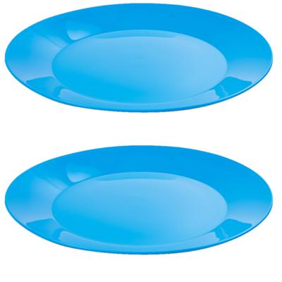 Ontbijtbordjes - 6x st - blauw - 21 cm - hard kunststof - dinerborden - camping bordjes