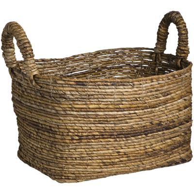 2e Halve Prijs Leen Bakker - Mand Anna - Naturel - 37x45x26 Cm - Bananenblad - Bruin