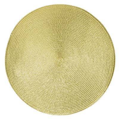 G. Wurm Placemat - rond - glimmend goud - 38 cm - geweven look - kunststof - decoratief - onderlegge