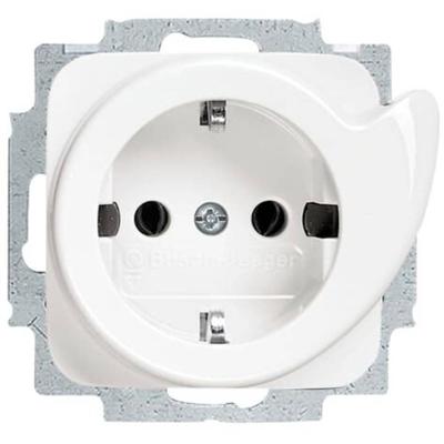 Busch-Jaeger 2CKA002011A2605 Wandcontactdoos met randaarde Inzetstuk Zuiver wit (RAL 9010), Wit 1 stuk(s)