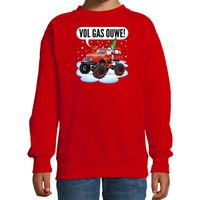 Bellatio Decorations kersttrui/sweater voor kinderen - monstertruck - rood 14-15 jaar (170/176)  -