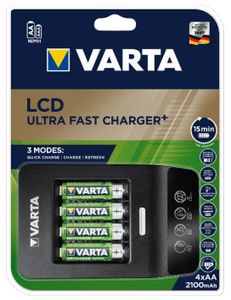 Varta LCD Ultra Fast Charger+ incl. 4 accu's 2100 mAh AA + 12V