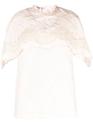 Alberta Ferretti blouse brodée à manches courtes - Rose
