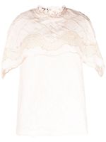 Alberta Ferretti blouse brodée à manches courtes - Rose
