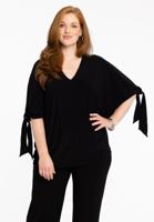 Yoek Blouse V-hals met strikken | Zwart | Maat 46/48
