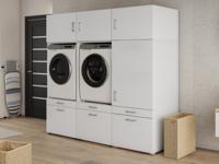 Kast WASHING 2 machines naast elkaar met kast 1 deur 2 lades LARGE wit