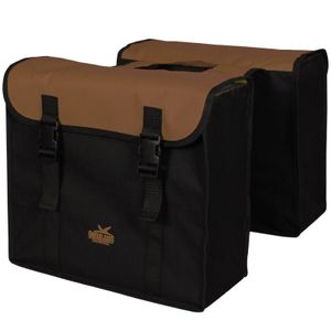 Greenlands dubbele tas,l zwart-bruin. afmeting 37x33x14 (2x) cm 34l.