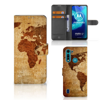 Motorola G8 Power Lite Flip Cover Wereldkaart - thumbnail