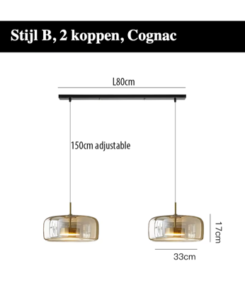 LumiGlow - Elegante Glassteen Hanglamp met LED-verlichting