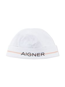 Aigner Kids bonnet à bande logo - Blanc