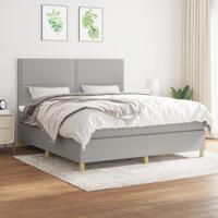 Boxspring met matras stof lichtgrijs 180x200 cm